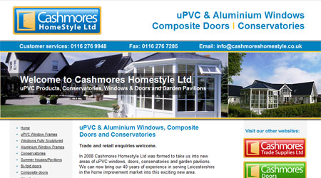 A screenshot of the Cashmores Homestyle Website