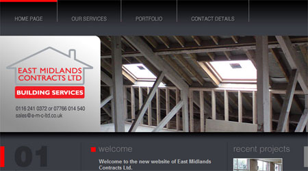 A screenshot of the East Midlands Contracts Website
