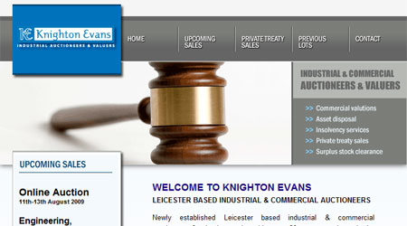 A screenshot of the Knighton Evans Auctioneers Website