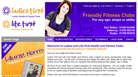 A screenshot of the Ladies First Fitness Website
