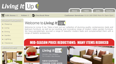 A screenshot of the Living It Up Website