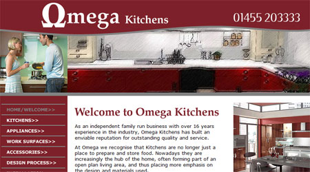 A screenshot of the Omega Kitchens Website