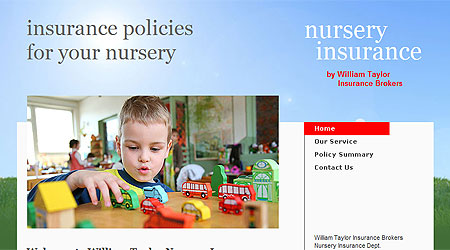 A screenshot of the William Taylor Nursery Insurance Website